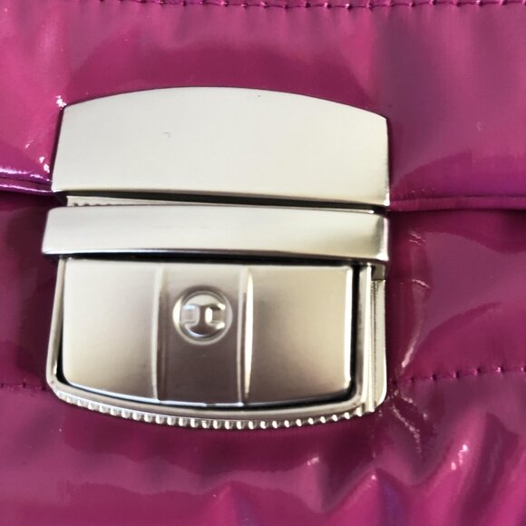 Think Royln Bag Womens Pink Black Patent Quilted Chain Crossbody Shoulder Purse - Picture 12 of 16